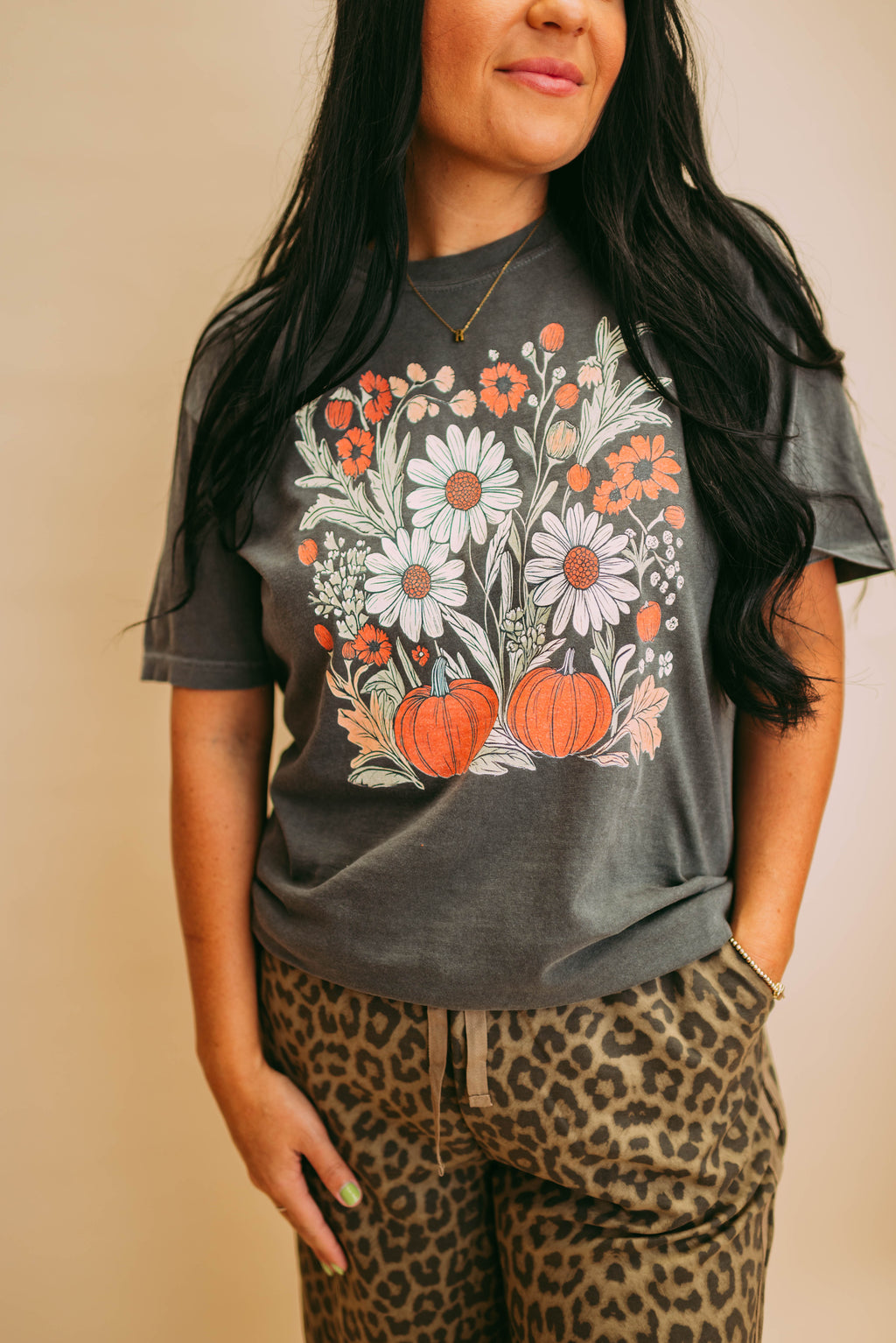 fall florals and pumpkins tee