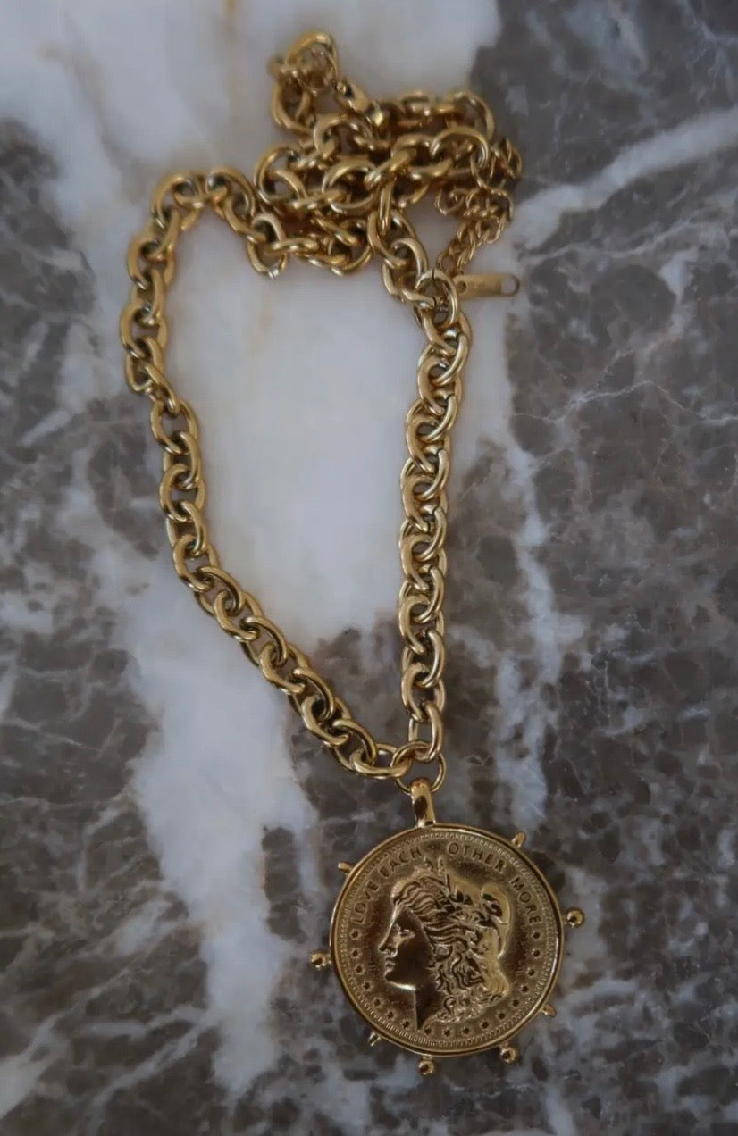 the gold coin monet necklace