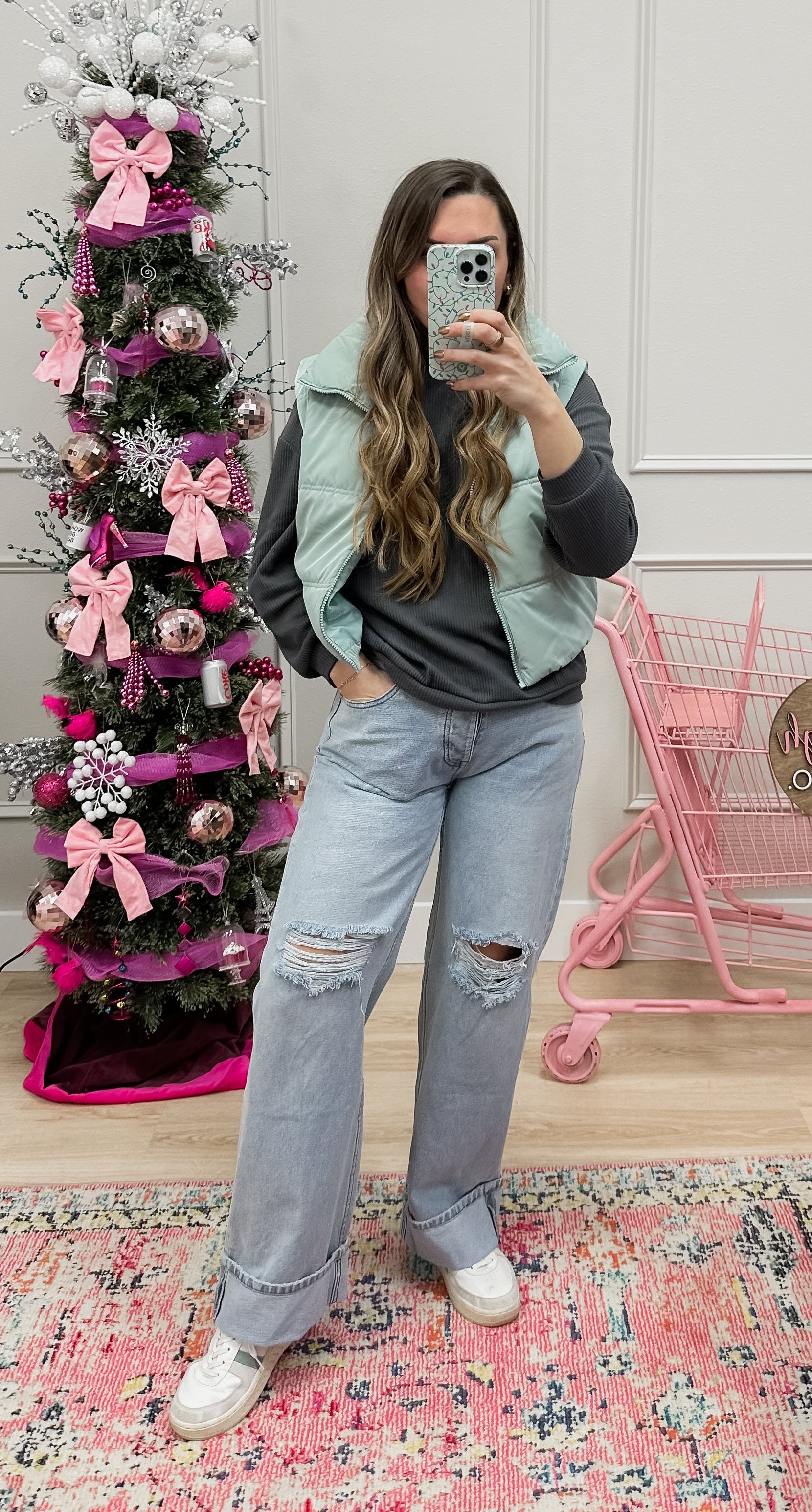 Vintage Retro Distressed Fold Jeans