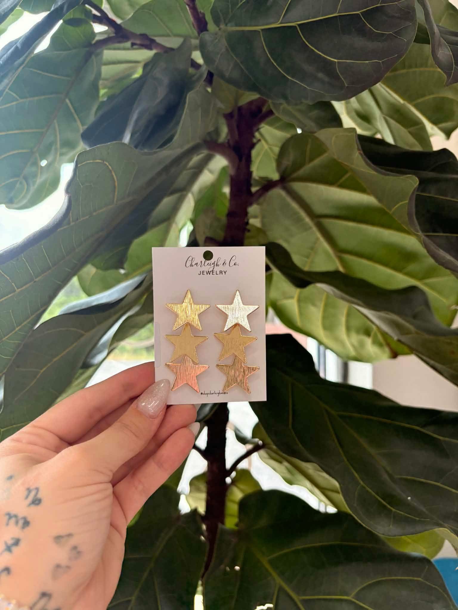 Three Star Earrings