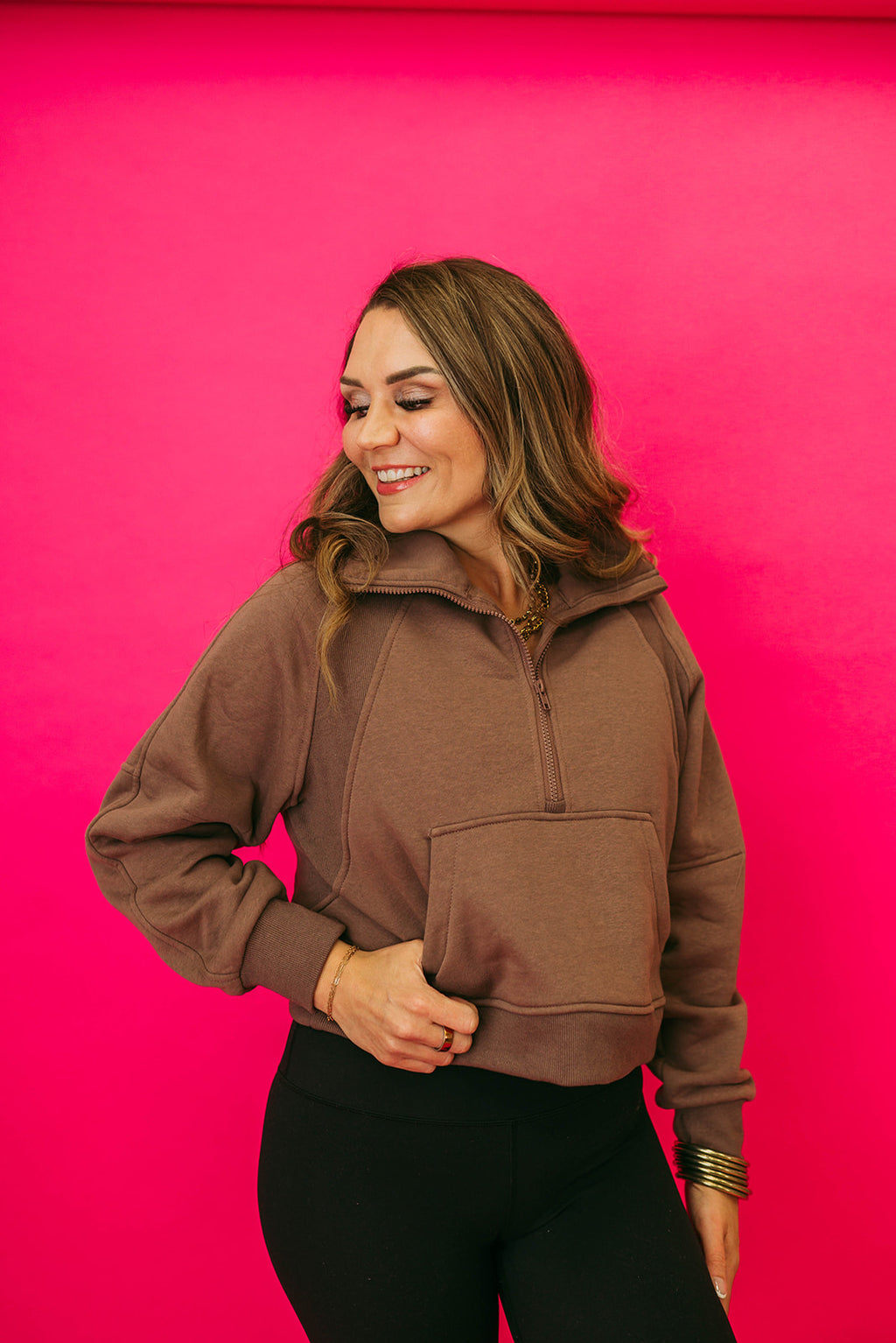 half zip funnel sweatshirt