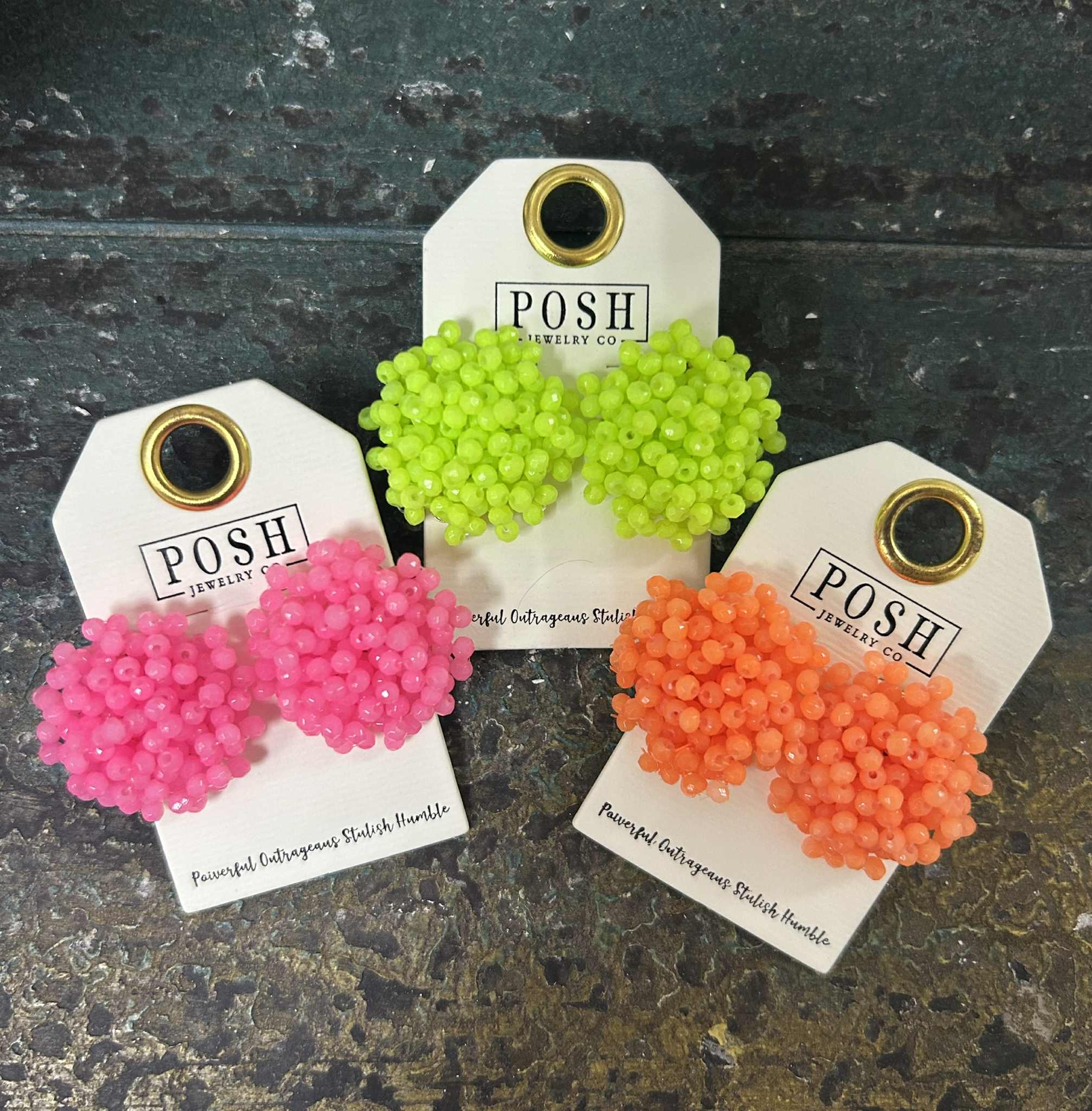 Beaded Pom Pom Earrings