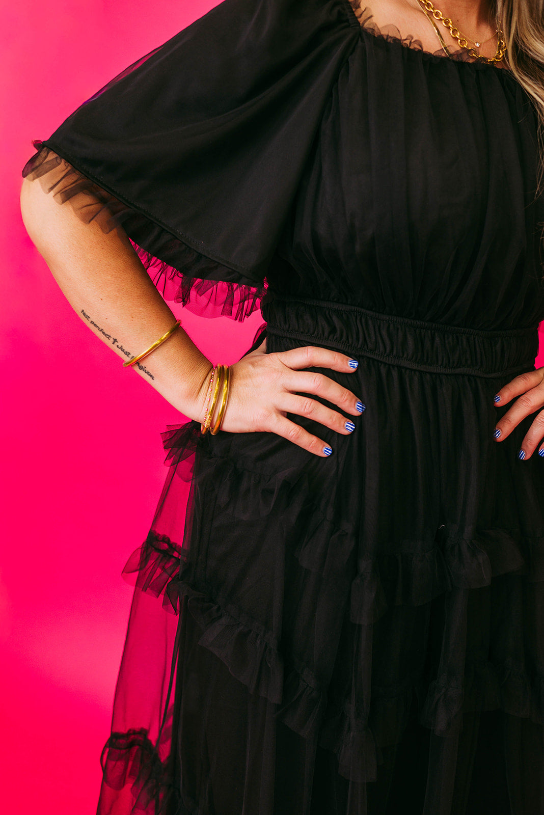 tulle tier midi dress