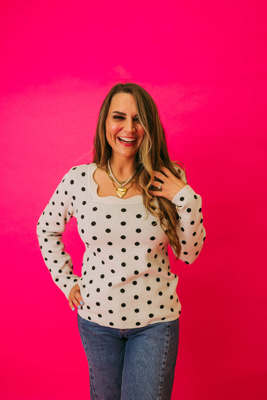 ivory polka dot whisper knit sweater