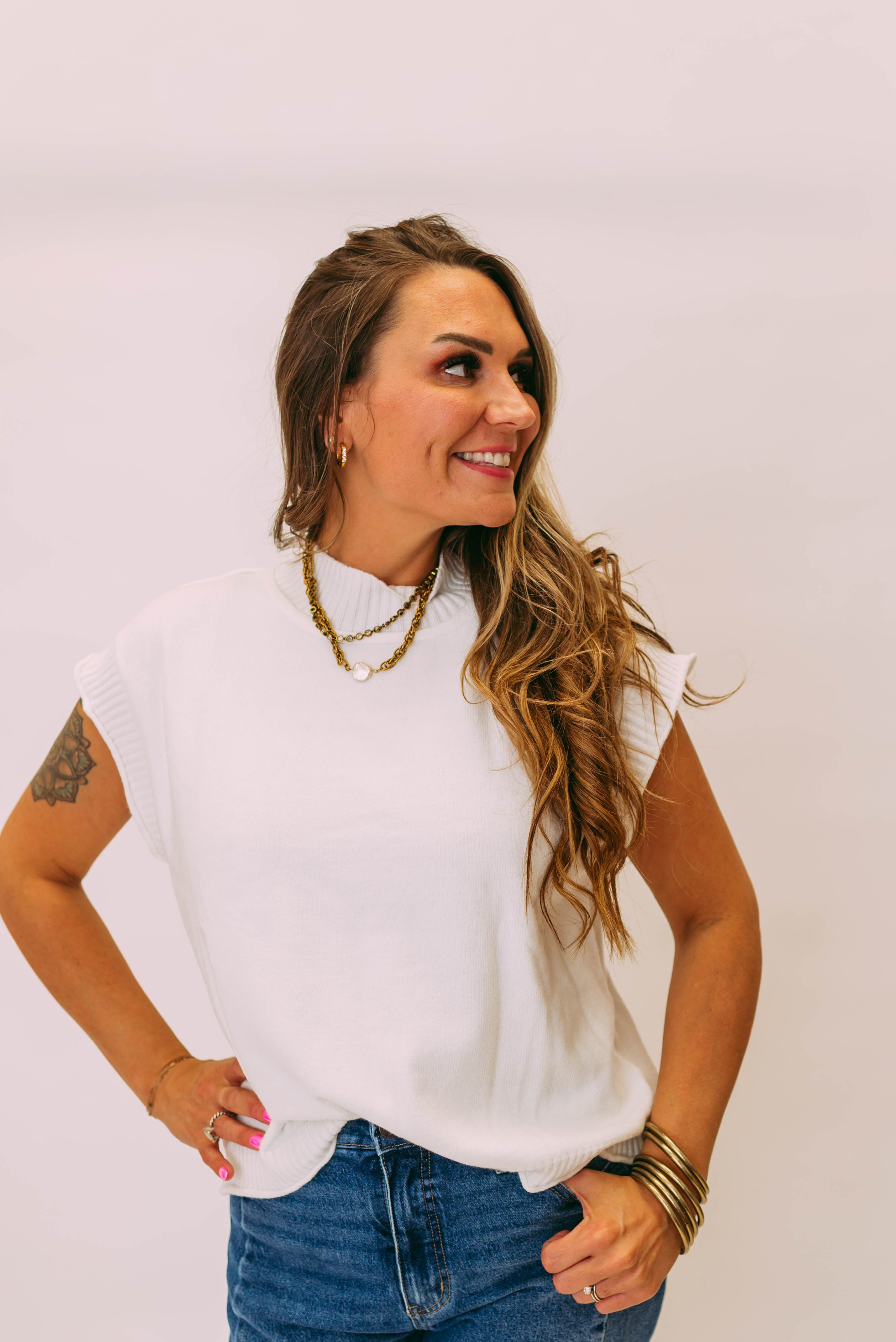 sleeveless ribbed knit sweater vest
