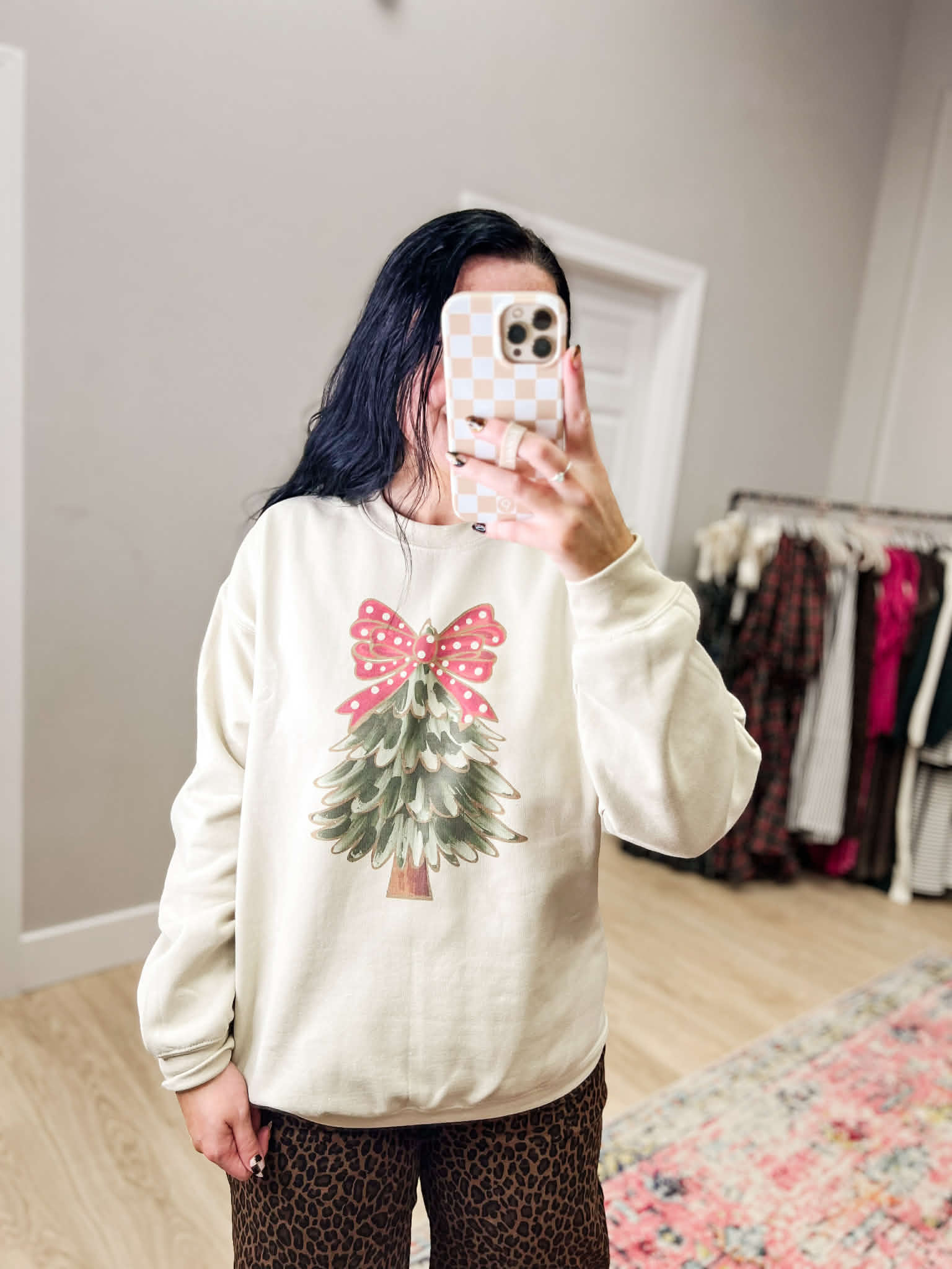 Polka Bow Tree Sweatshirt