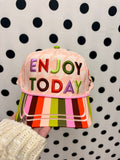 enjoy today striped trucker