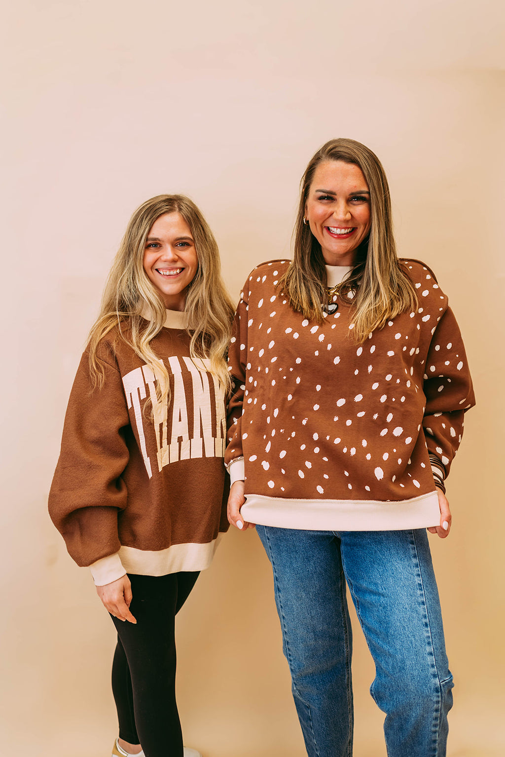 thankful polka dot reversible mockneck