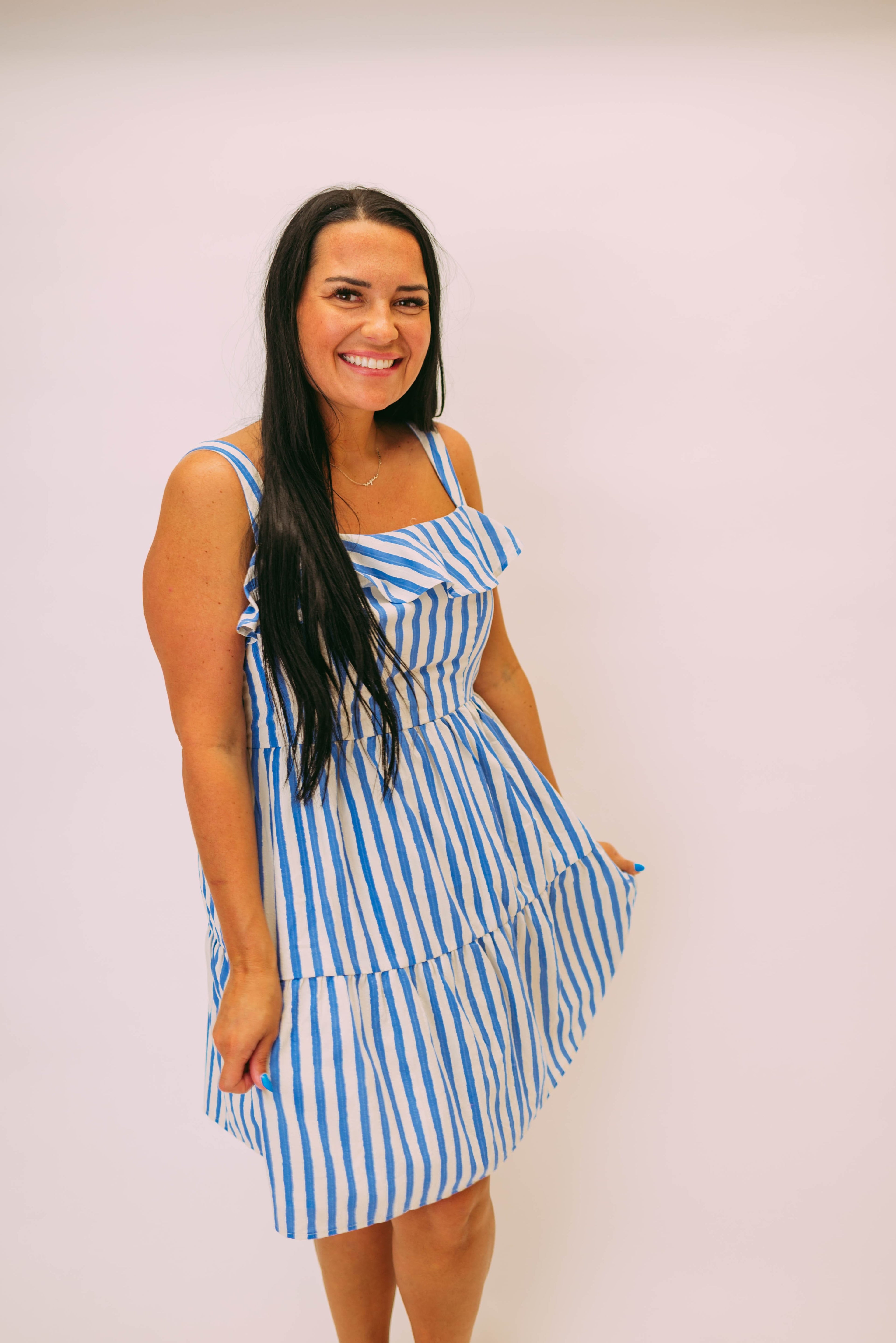 square neck tier mini dress