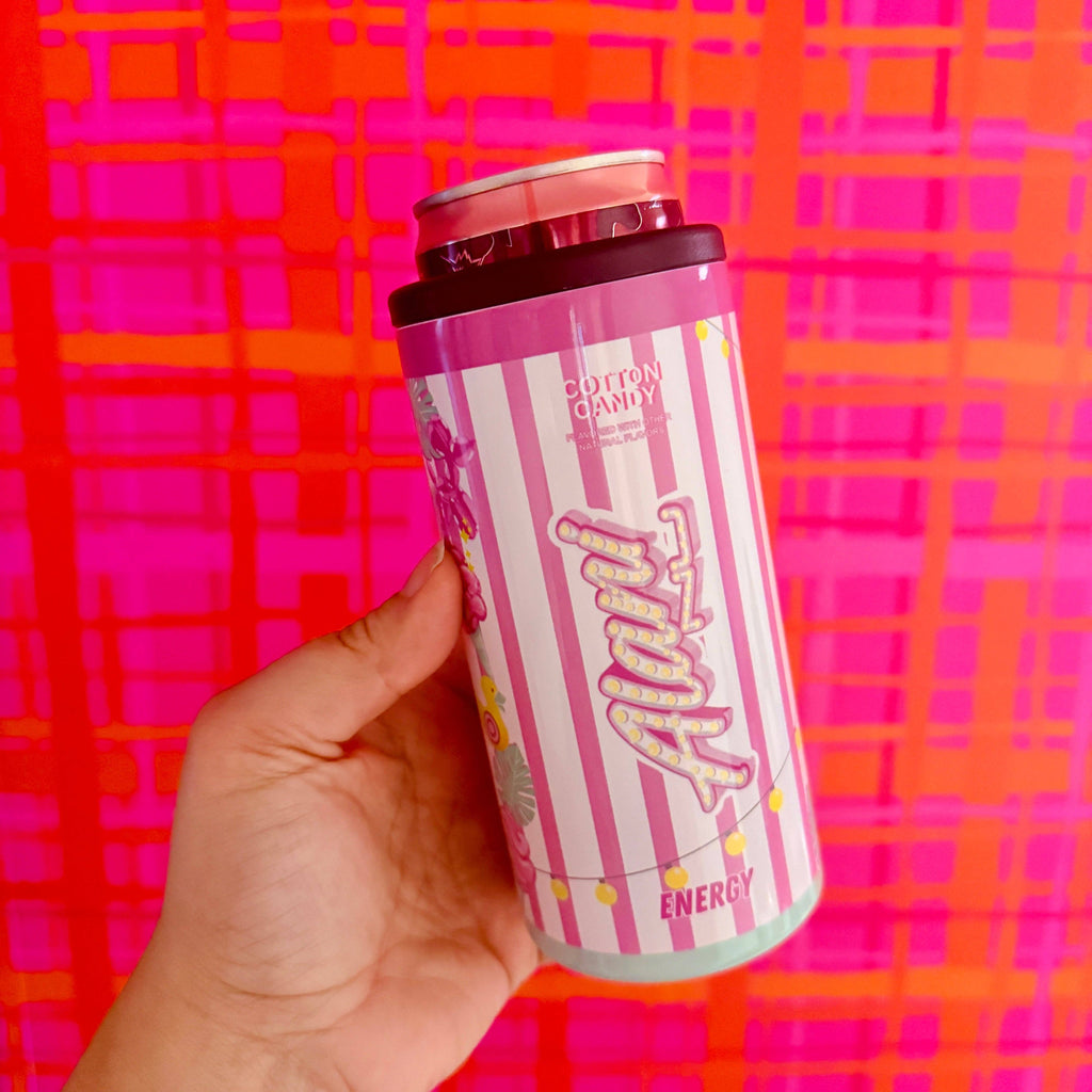 slim cotton candy energy drink can cooler