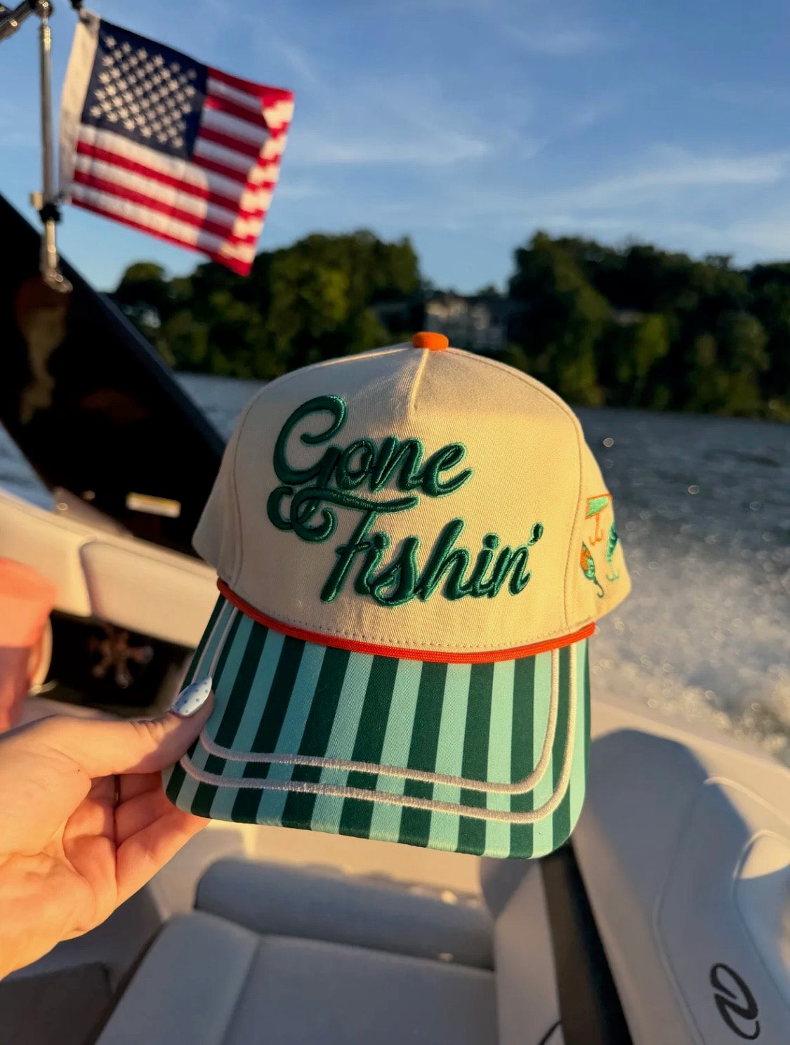 gone fishing trucker hat