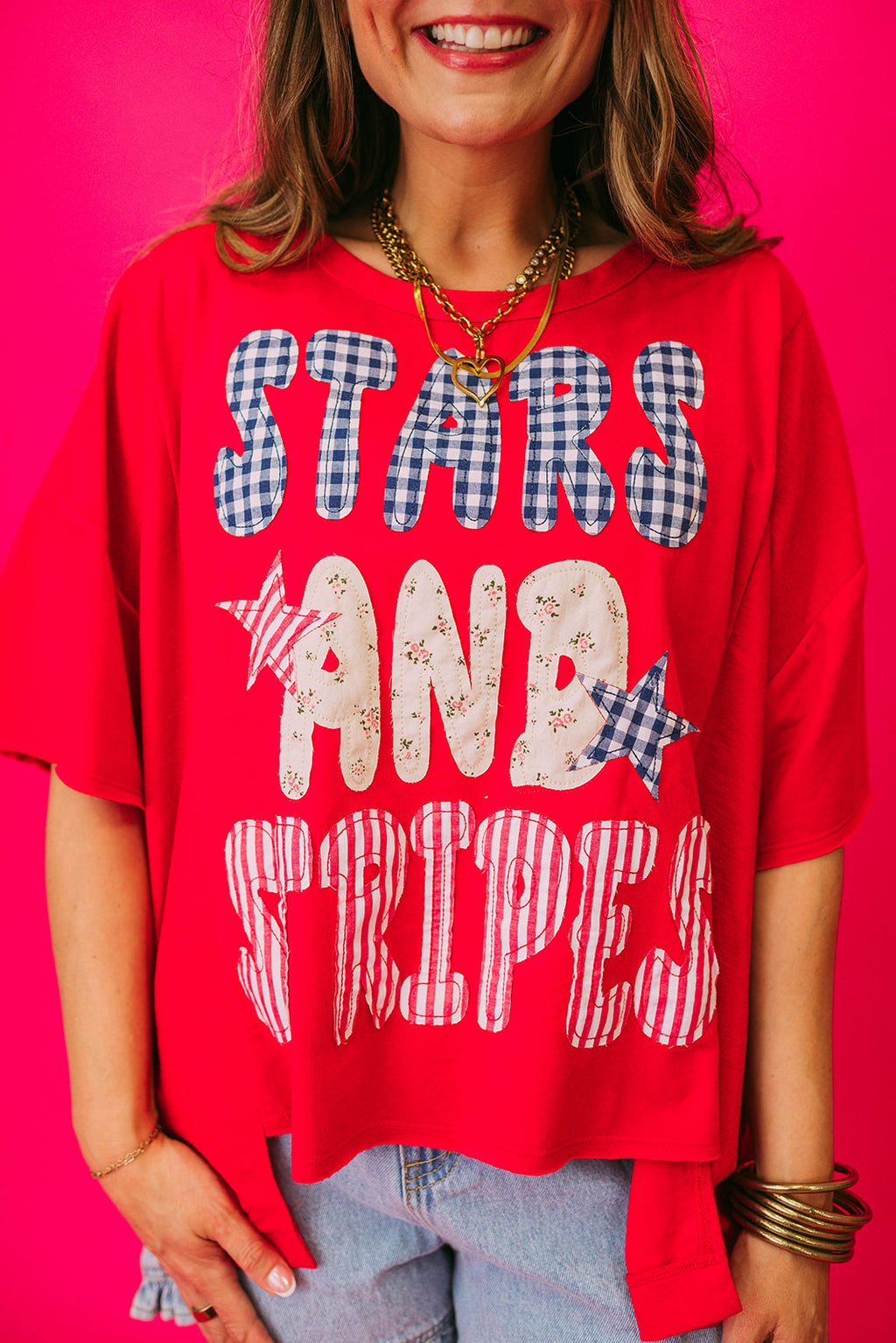 the stars and stripes patchwork tee