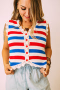 american scalloped button down vest