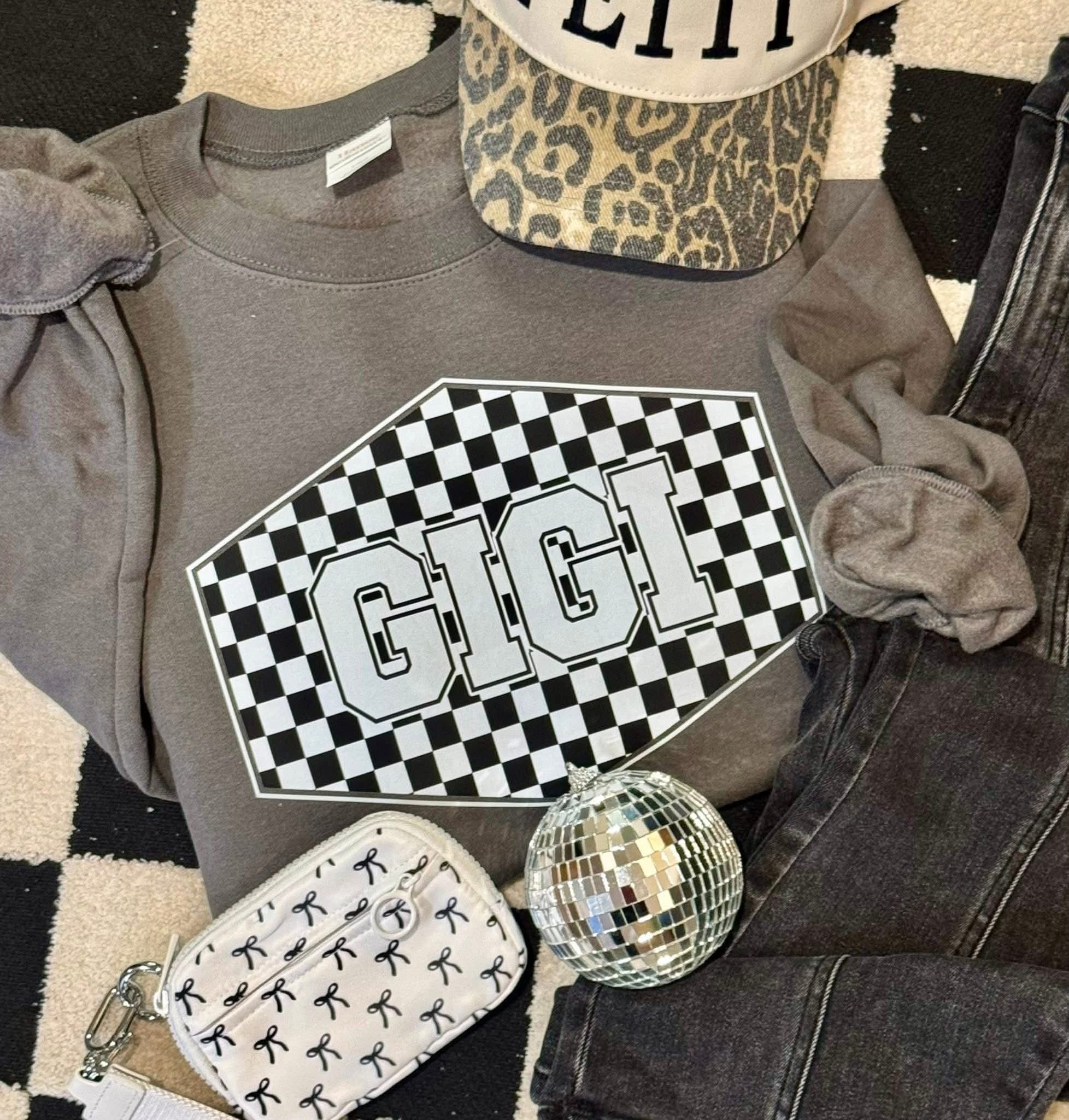 Pre Order Checkered Name Sweatshirt and Tee