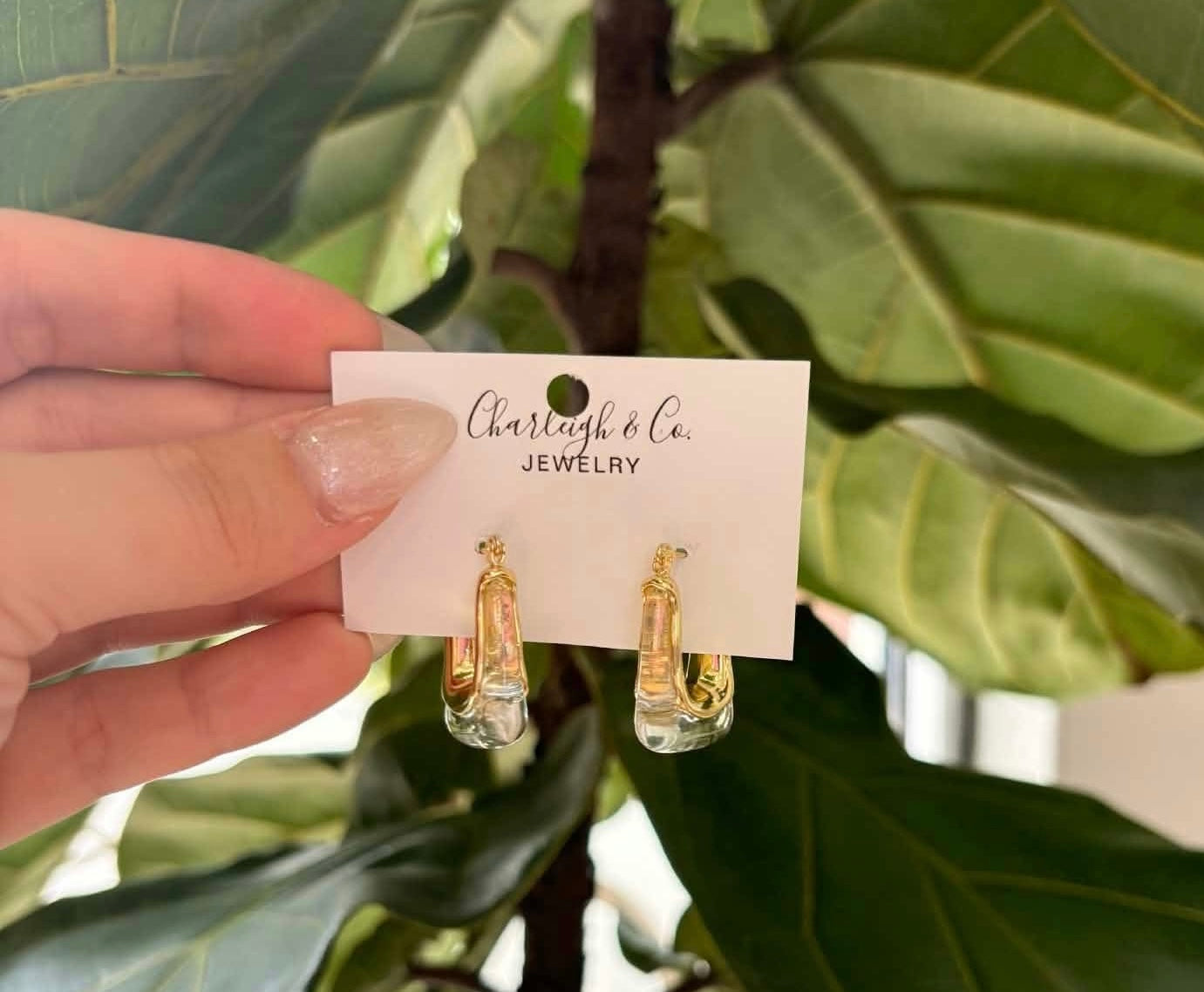 Clear U-shaped Hoop Earrings