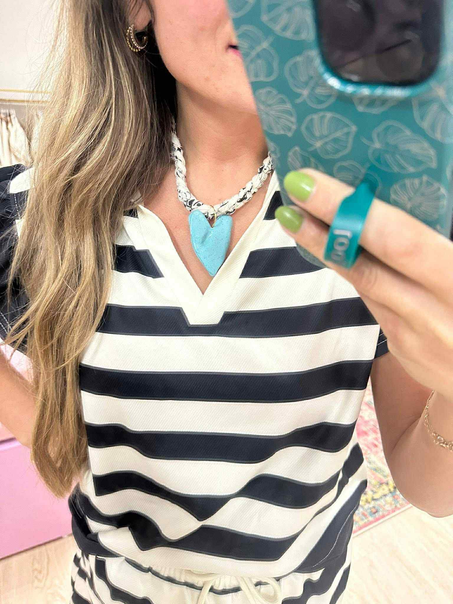 Bandana Necklace with Turquoise Heart