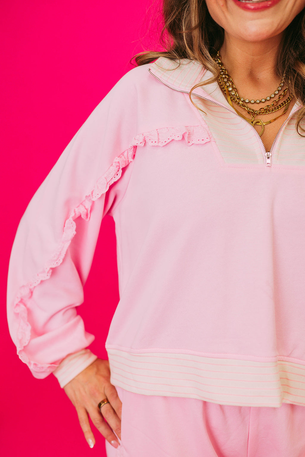 ruffle quarter zip lounge set