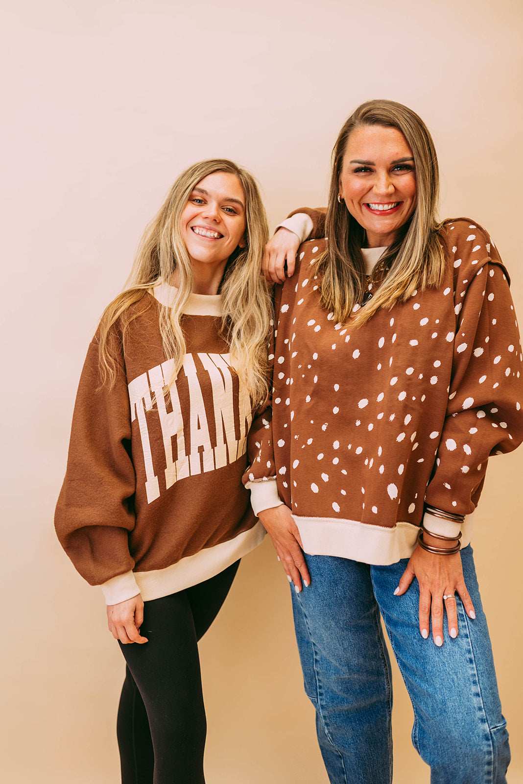 thankful polka dot reversible mockneck