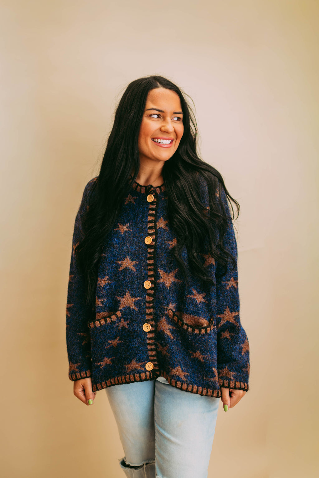 star jacquard cardigan