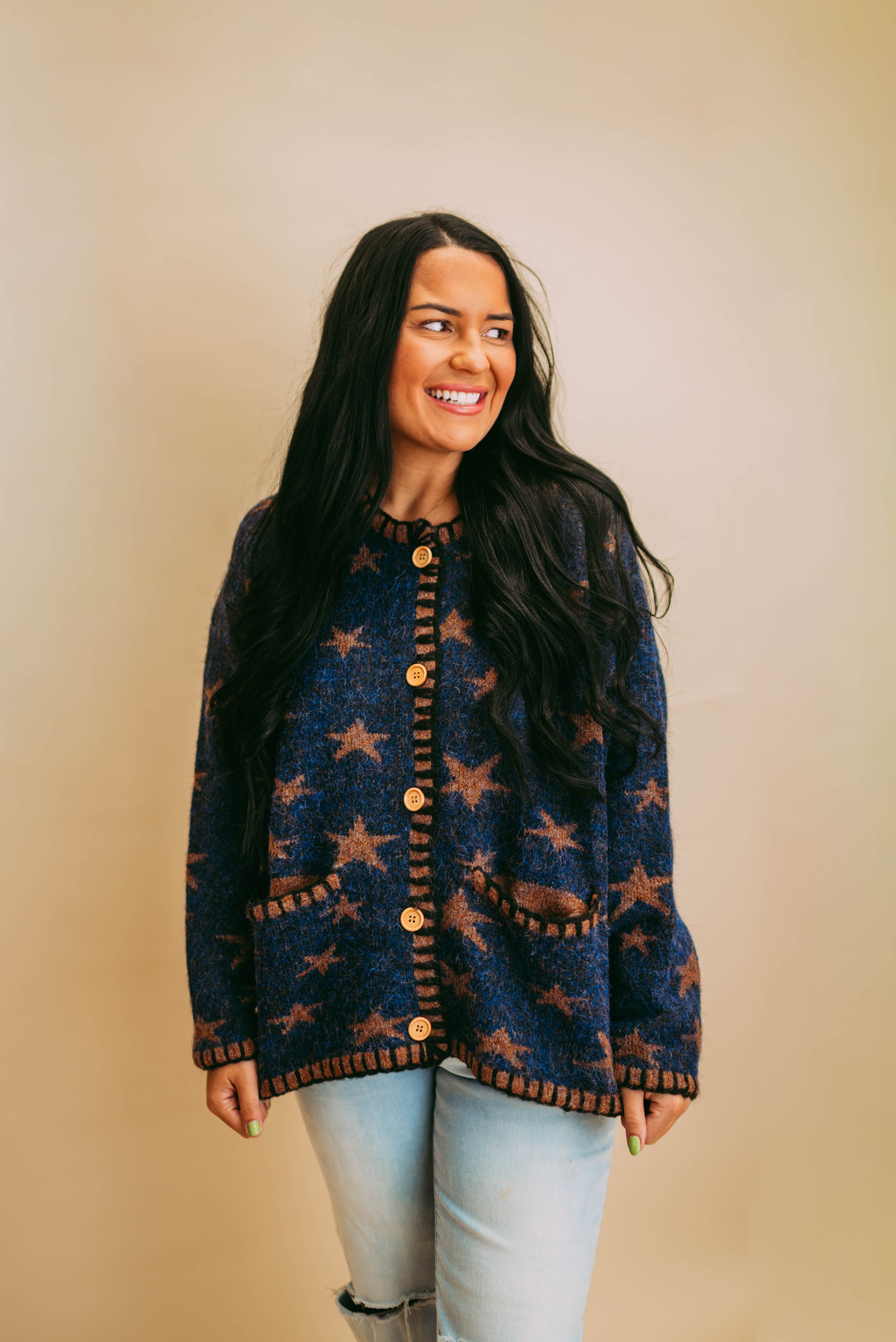 star jacquard cardigan