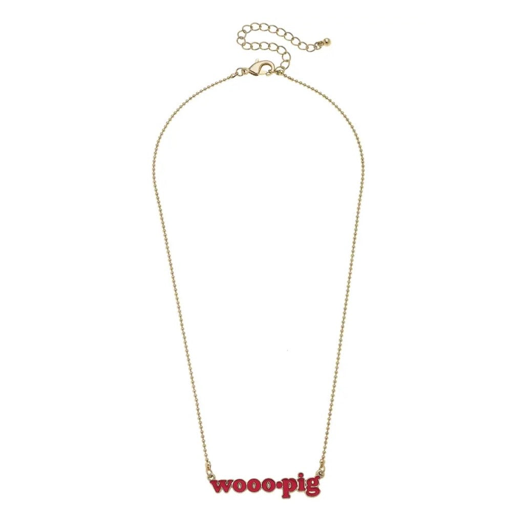 Wooo Pig Slogan Necklace