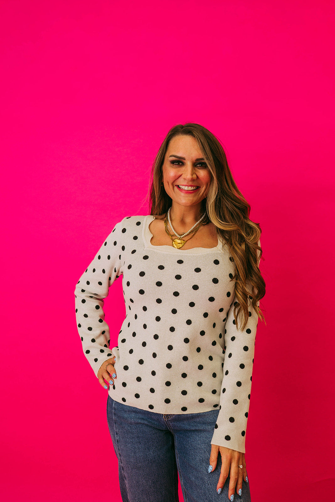ivory polka dot whisper knit sweater