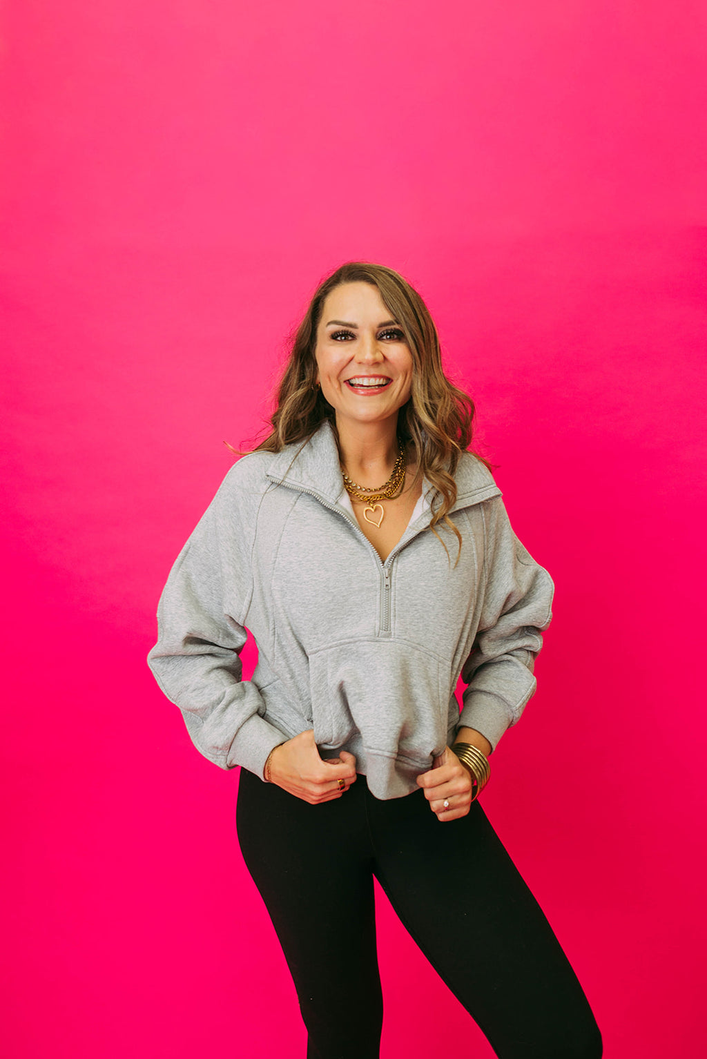 half zip funnel sweatshirt