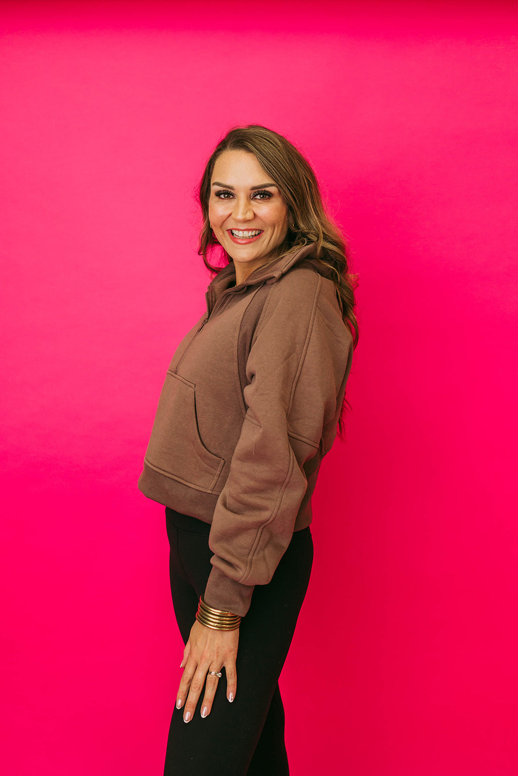 half zip funnel sweatshirt