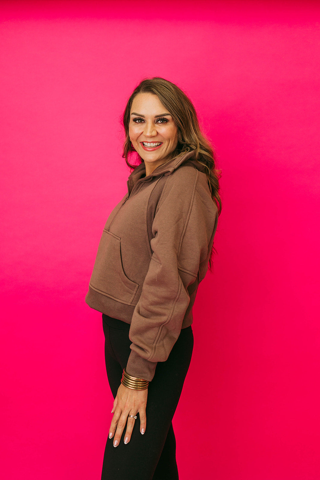 half zip funnel sweatshirt