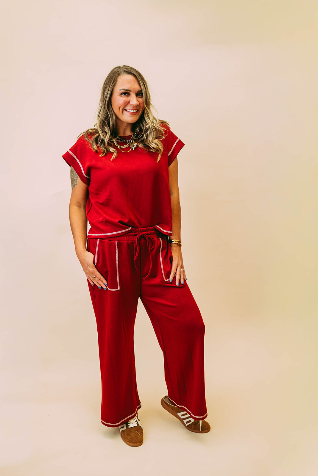 scuba contrast stitch lounge set