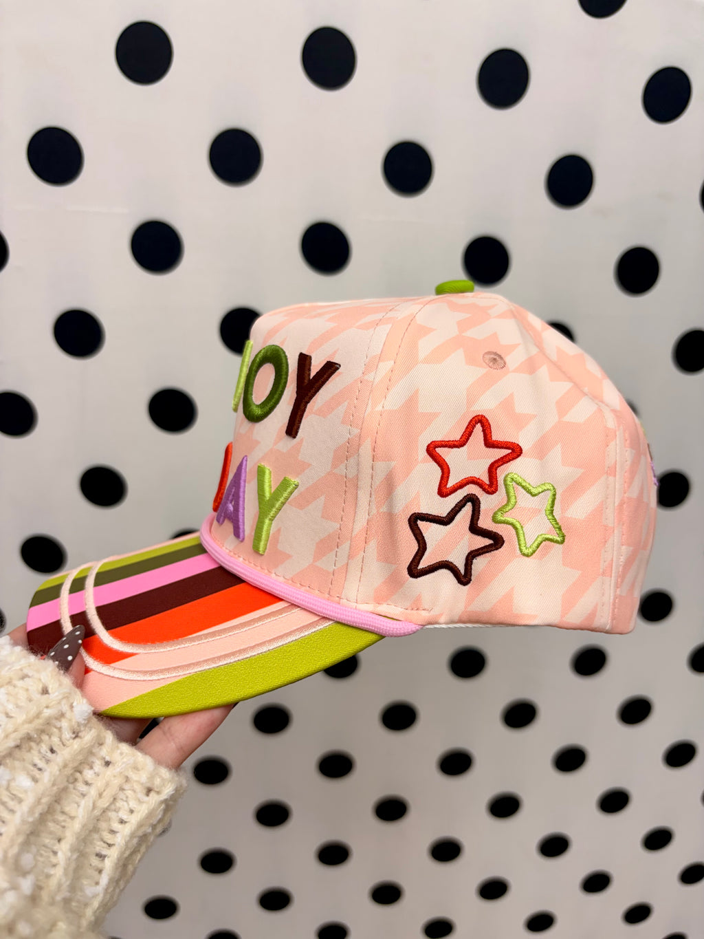 enjoy today striped trucker