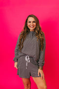 charcoal pinstriped long sleeve set
