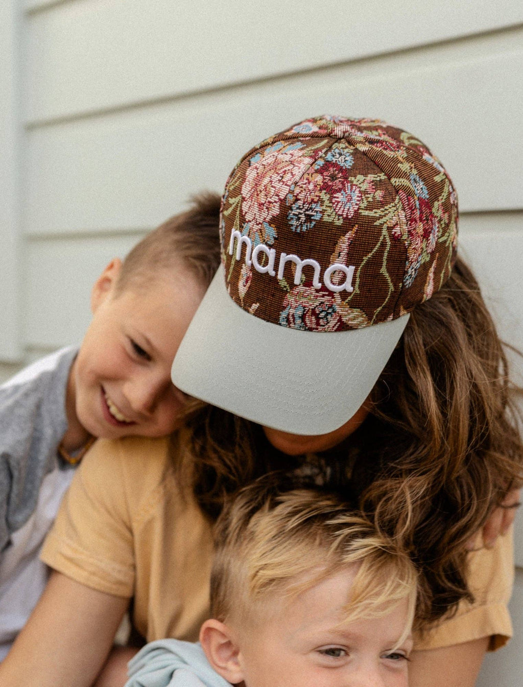mama brown floral trucker