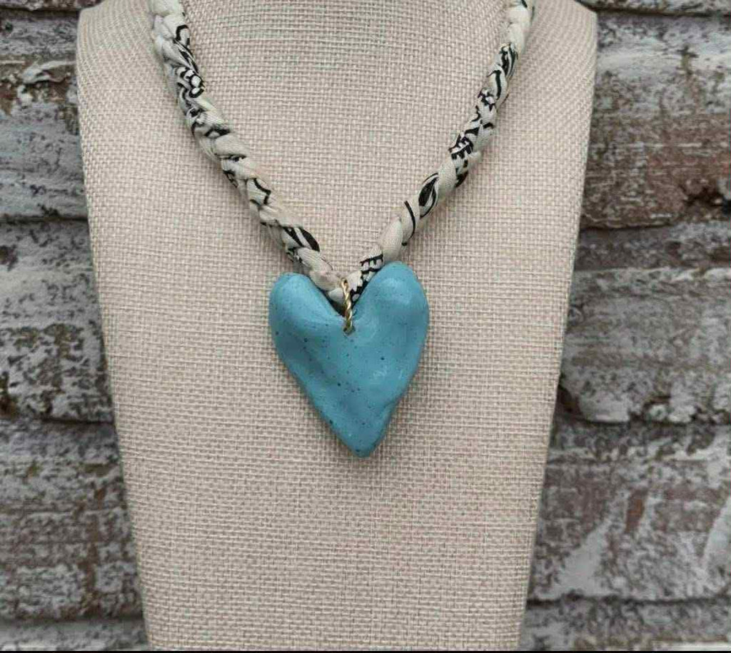 Bandana Necklace with Turquoise Heart