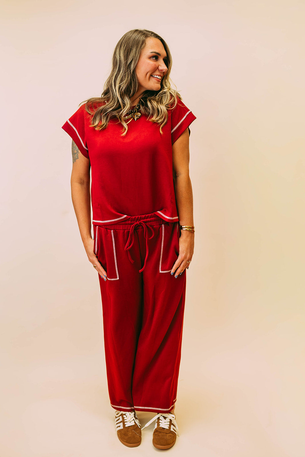 scuba contrast stitch lounge set