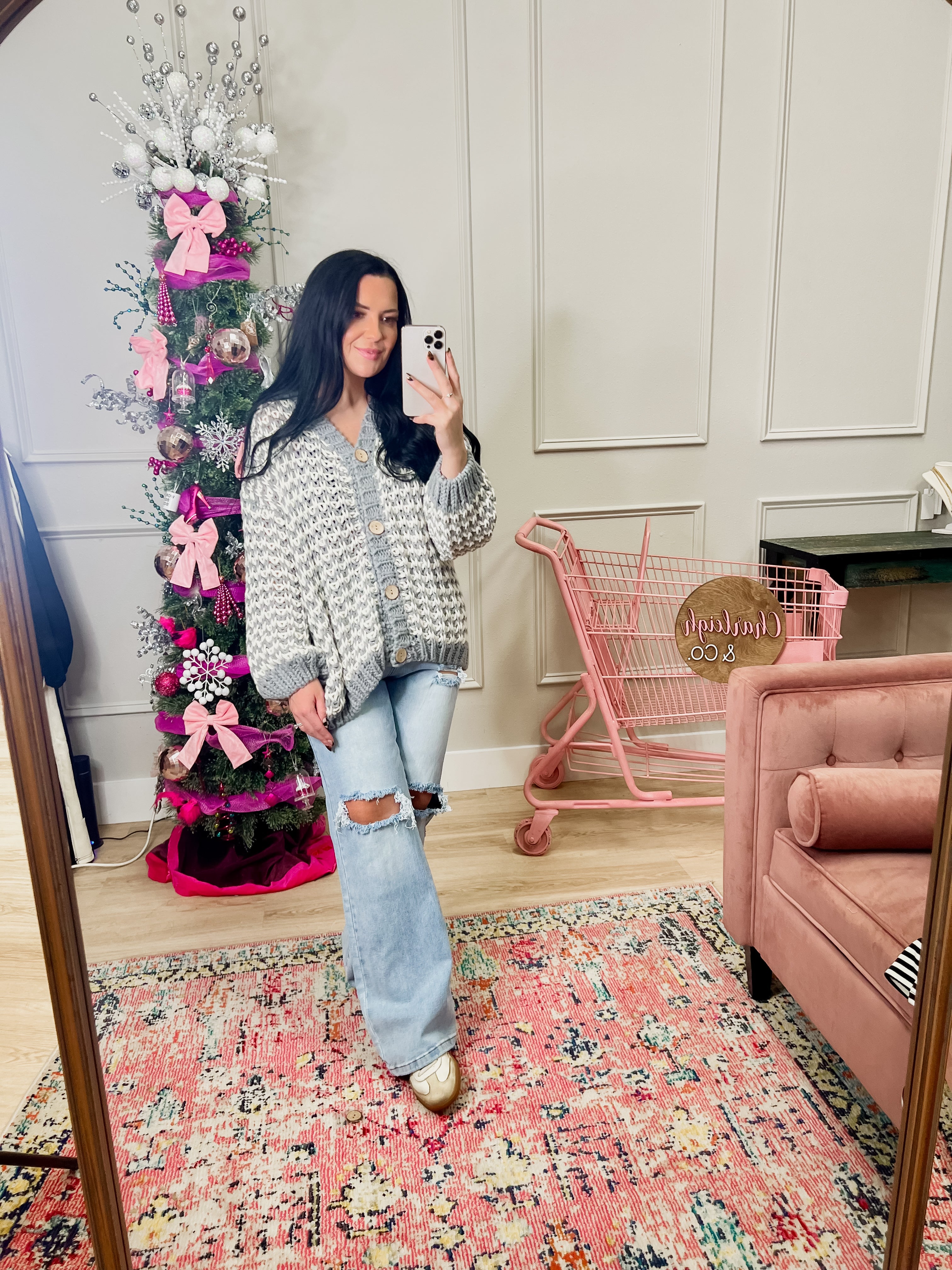 Grey Chunky Buttoned Sweater