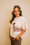 shortleeve dog knit sweater top