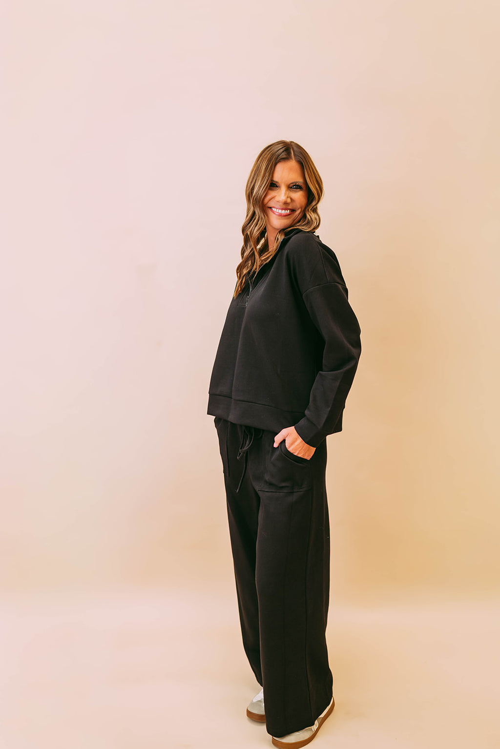 scuba half zip pullover & wide leg pants set