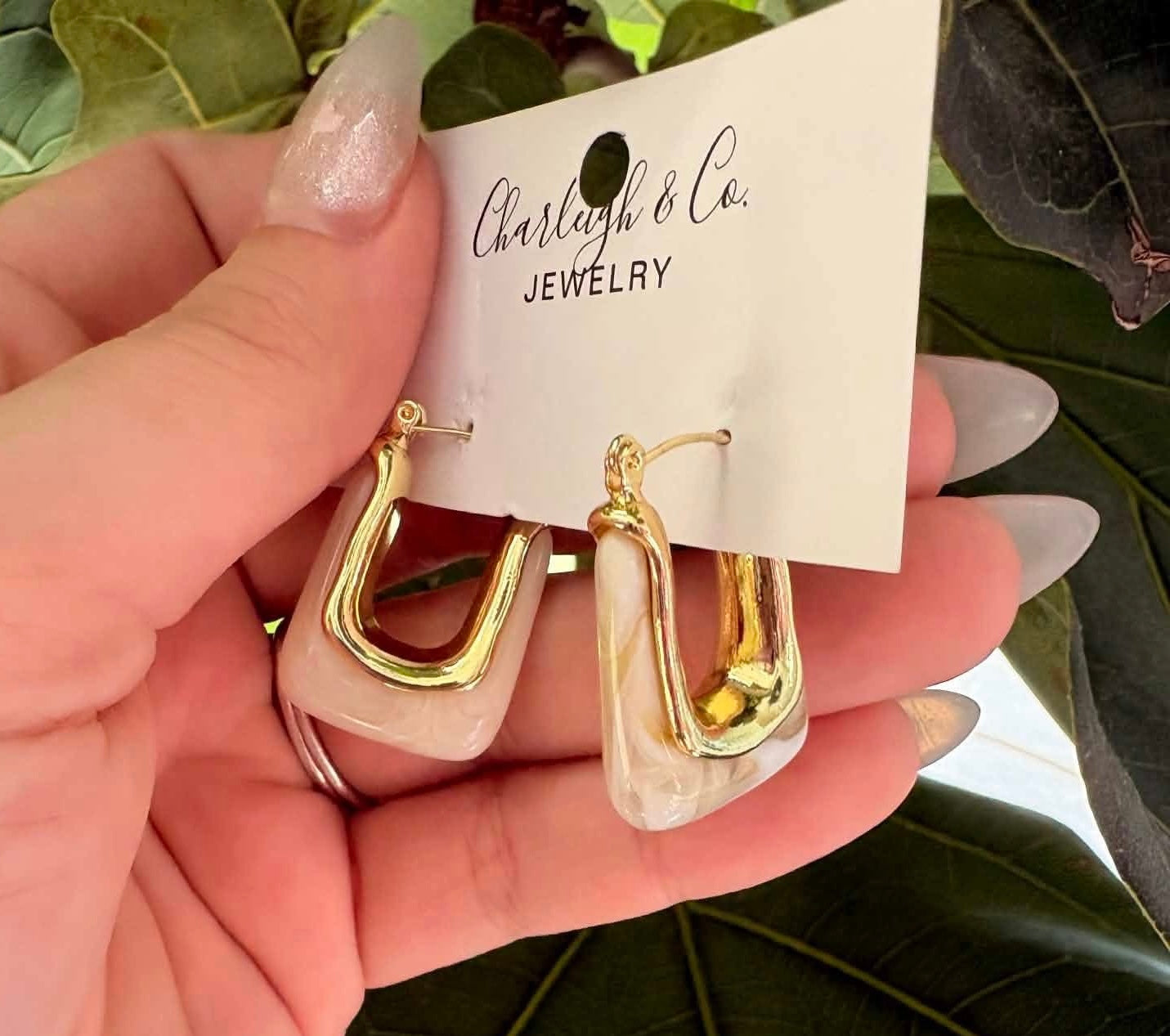 Creamy White Hoop Earrings