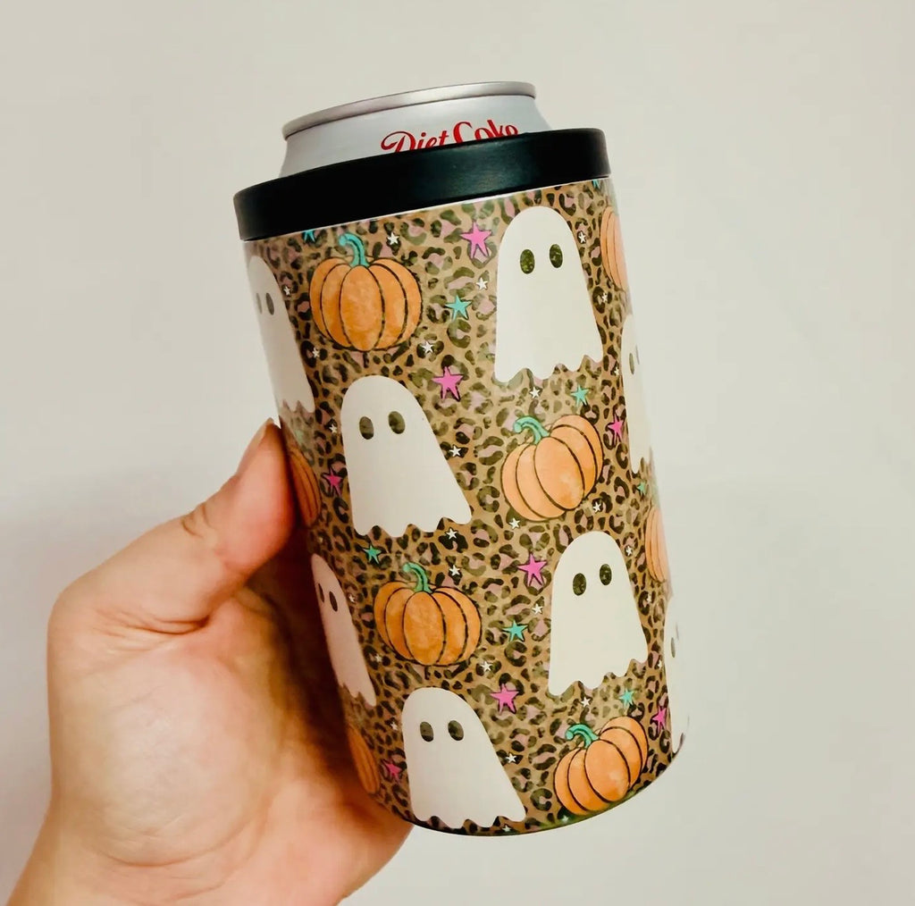 12oz cheetah/pumpkin/ghosts can cooler