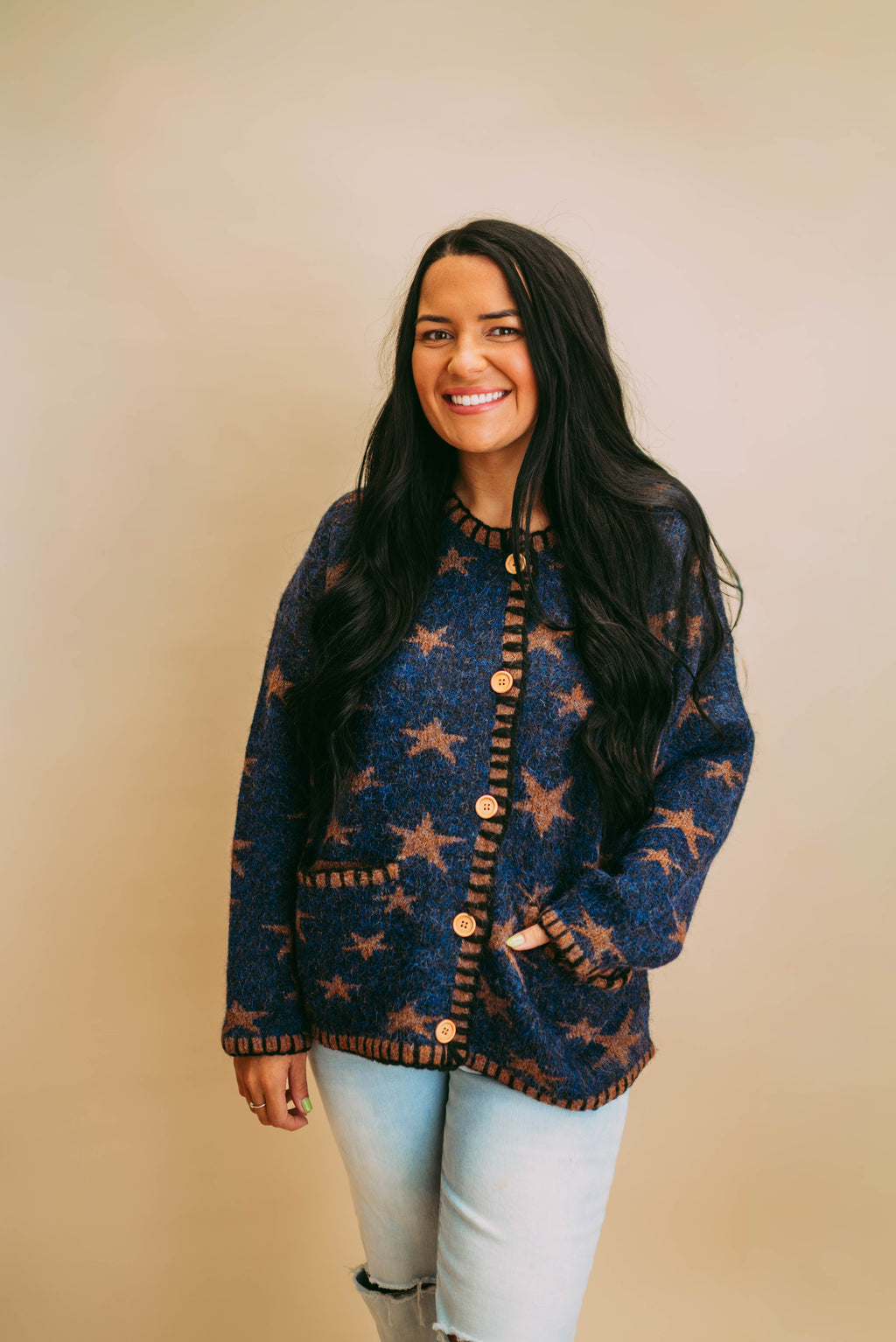 star jacquard cardigan