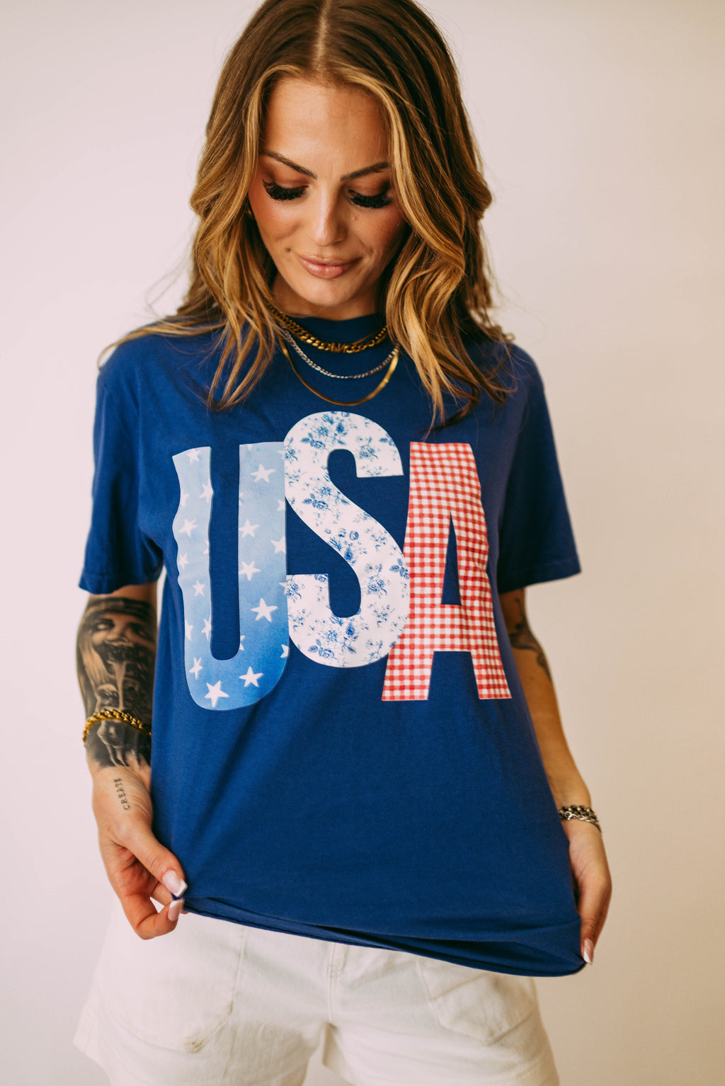 usa patchwork picnic tee