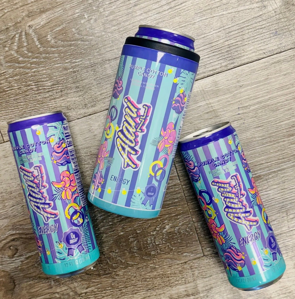 purple candy energy slim can cooler