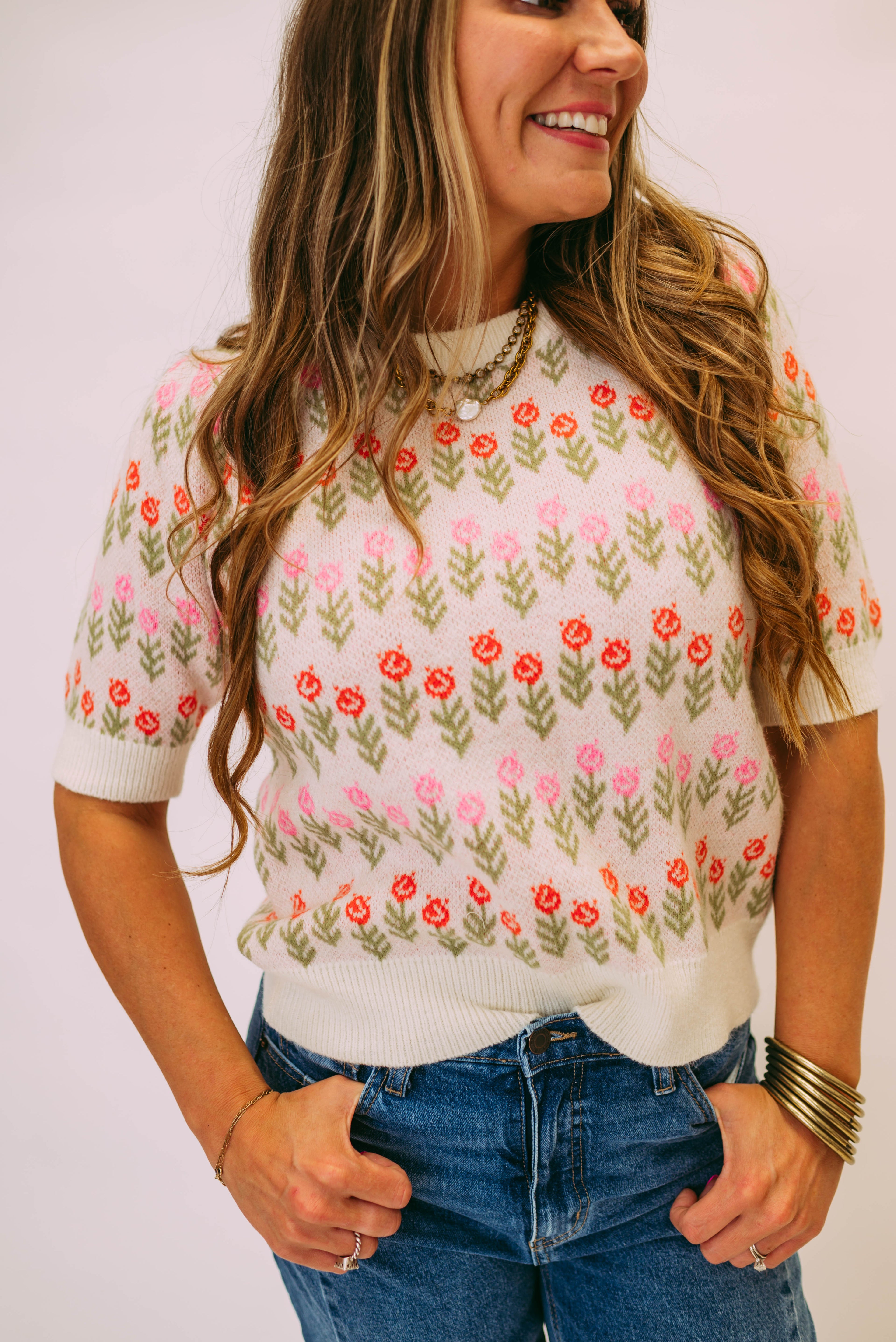 whimsical garden knit sweater