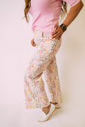 floral patchwork denim jeans