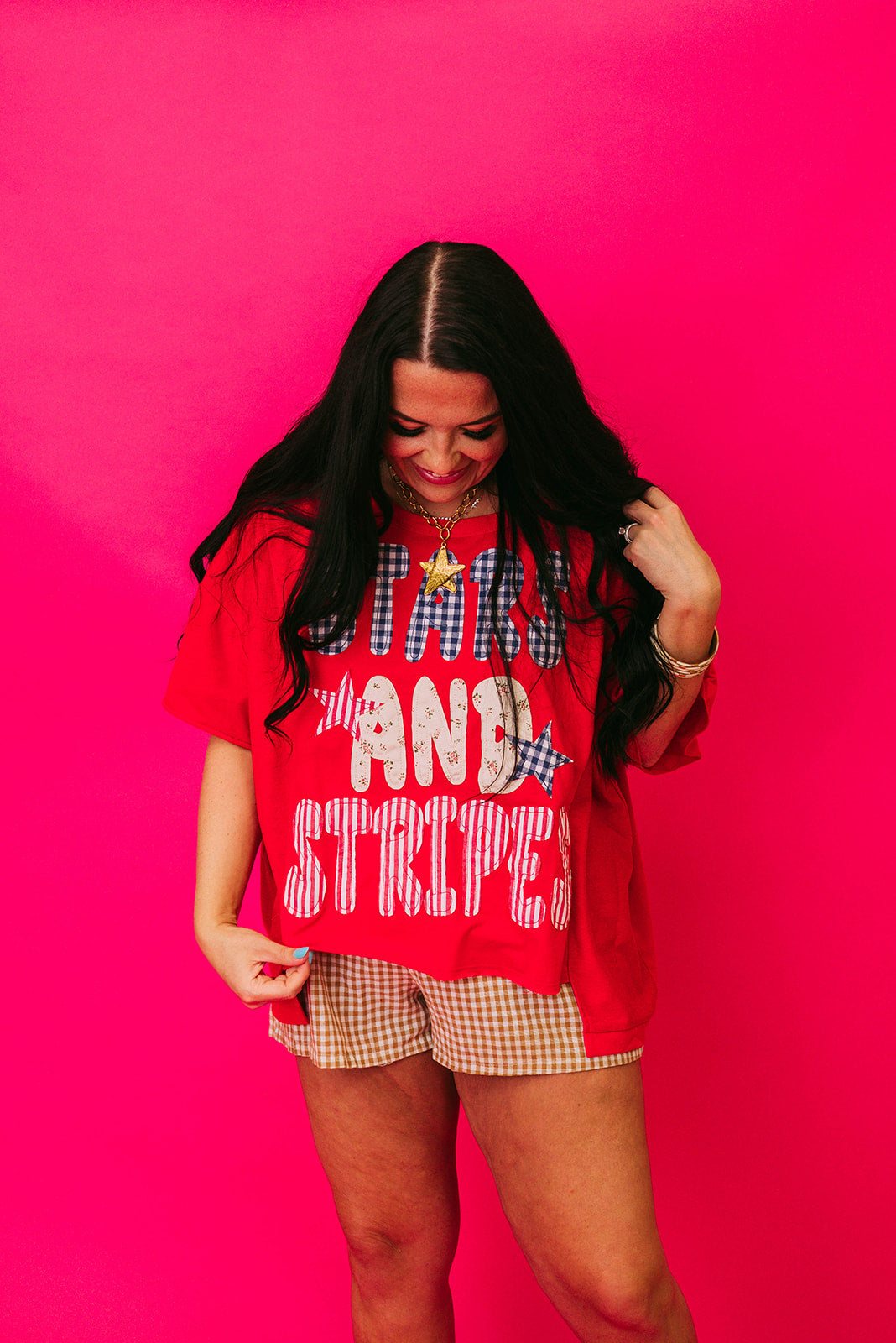 the stars and stripes patchwork tee