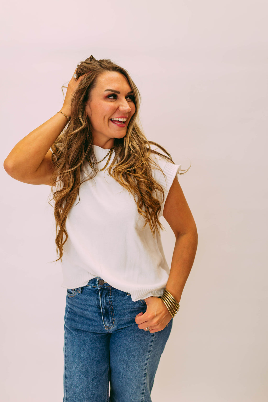sleeveless ribbed knit sweater vest