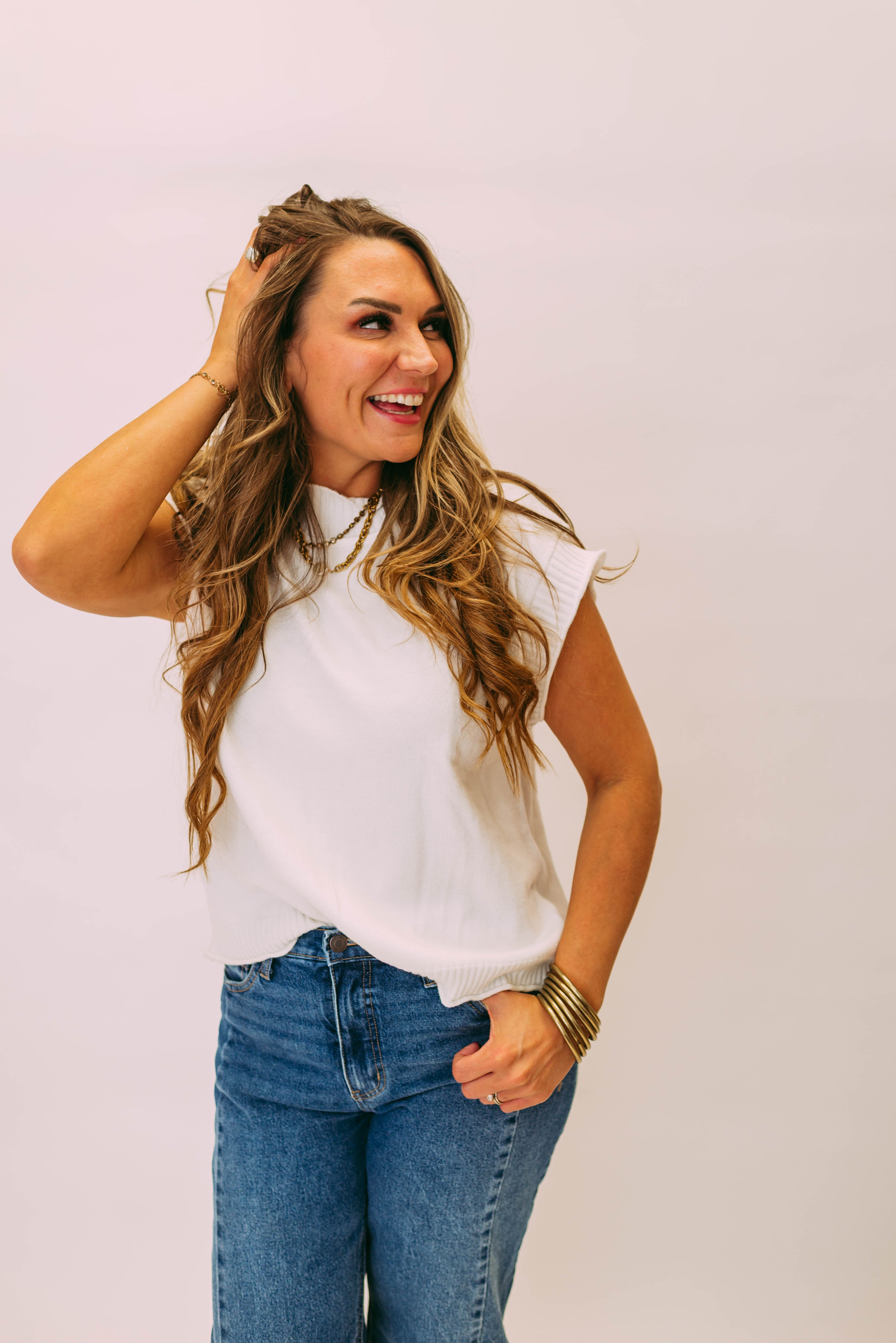 sleeveless ribbed knit sweater vest