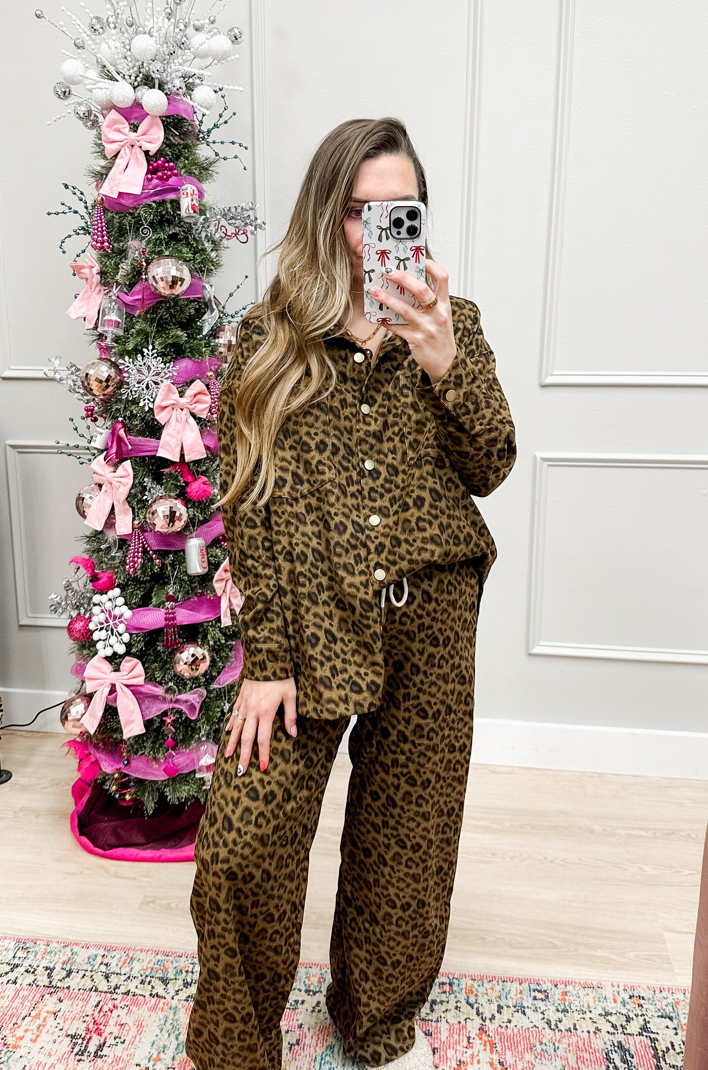 Button Up Leopard Print Set