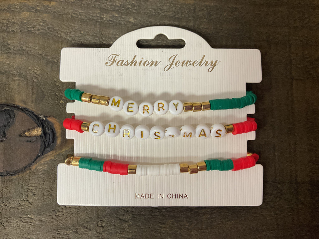 Beaded Merry Christmas Bracelets